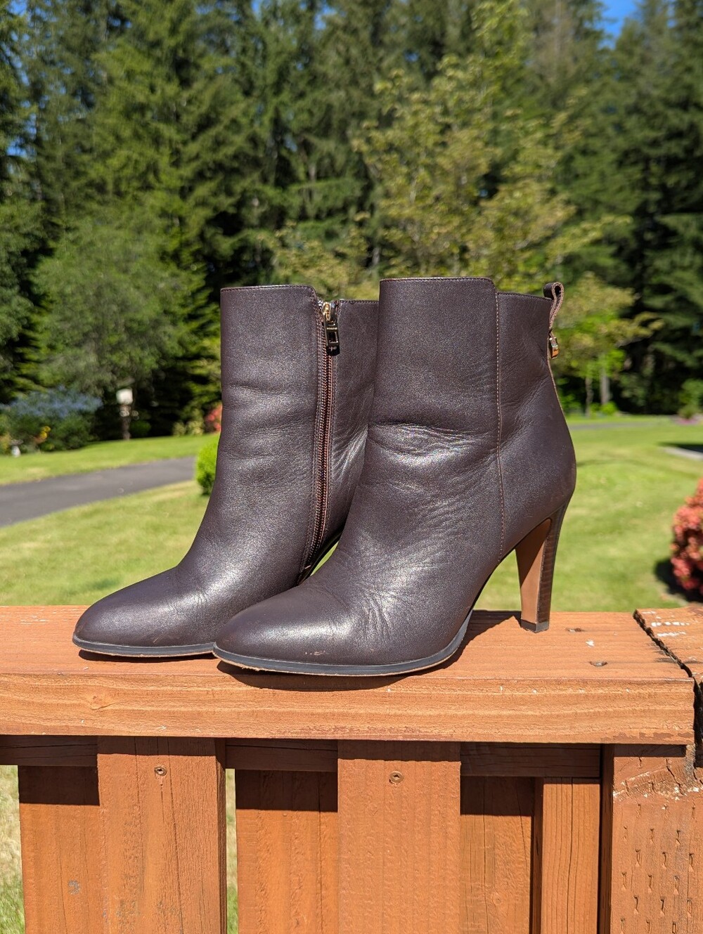 Authentic Coach Jemma Stiletto Heeled Leather Boots 10B Dark Brown Booties